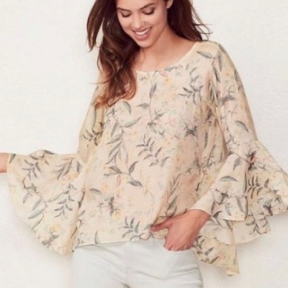 Lauren Conrad Split Open Back Floral Top - Picture 9 of 9